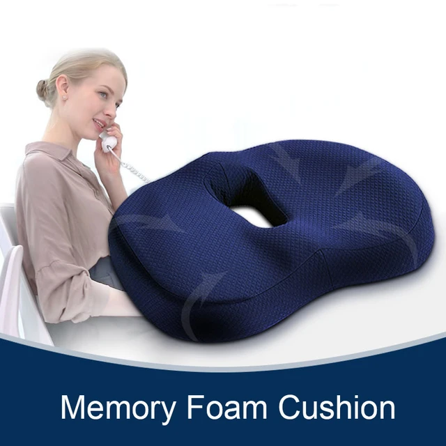 Seat Cushions,Memory Foam Tailbone Sitting Pad Contoured Posture  Corrector,Slow Rebound Cushion for Sciatica Coccyx Back Pain Relief  Pad,Office Chair(Blue) 