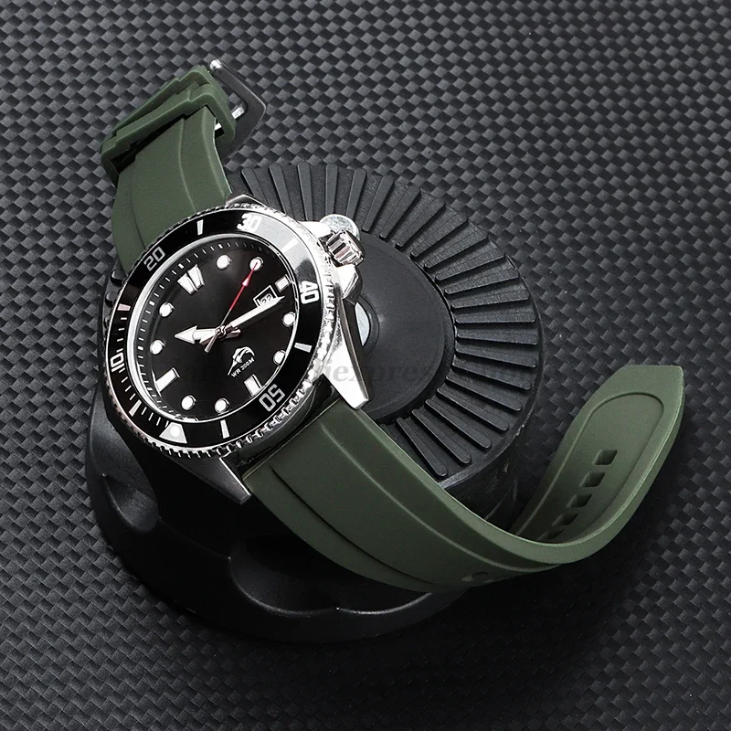 Versatile Quick Release Silicone Sports Watch Strap - Available in Black, Green, and Orange