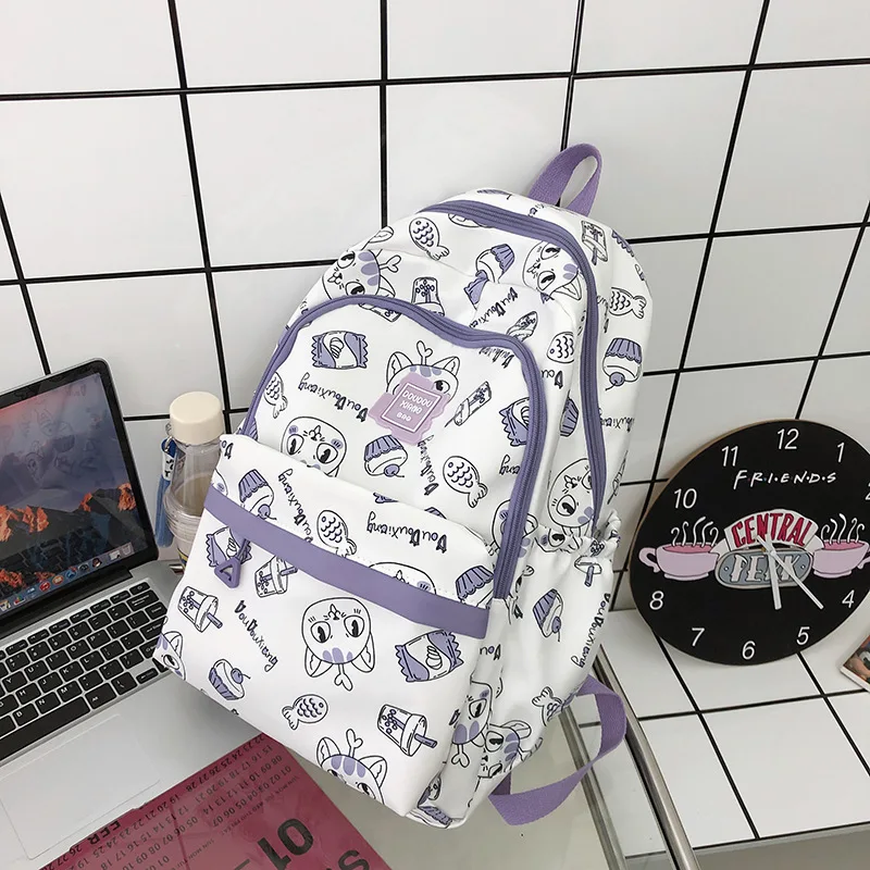 

Cute Cartoon Girls School Bags for Teenagers Middle Student Backpack Women Nylon Casual Bagpack