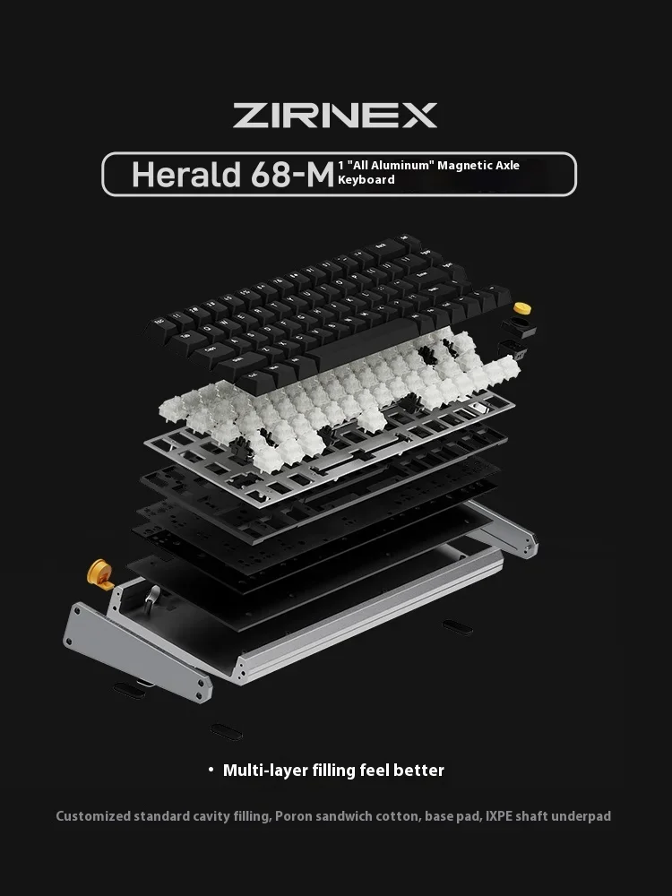 ZIRNEX Herald68-M 마그네틱 스위치 기계식 키보드, 유선 게임용 키보드, 알루미늄 합금 키보드, RGB PC 액세서리, 8K hz