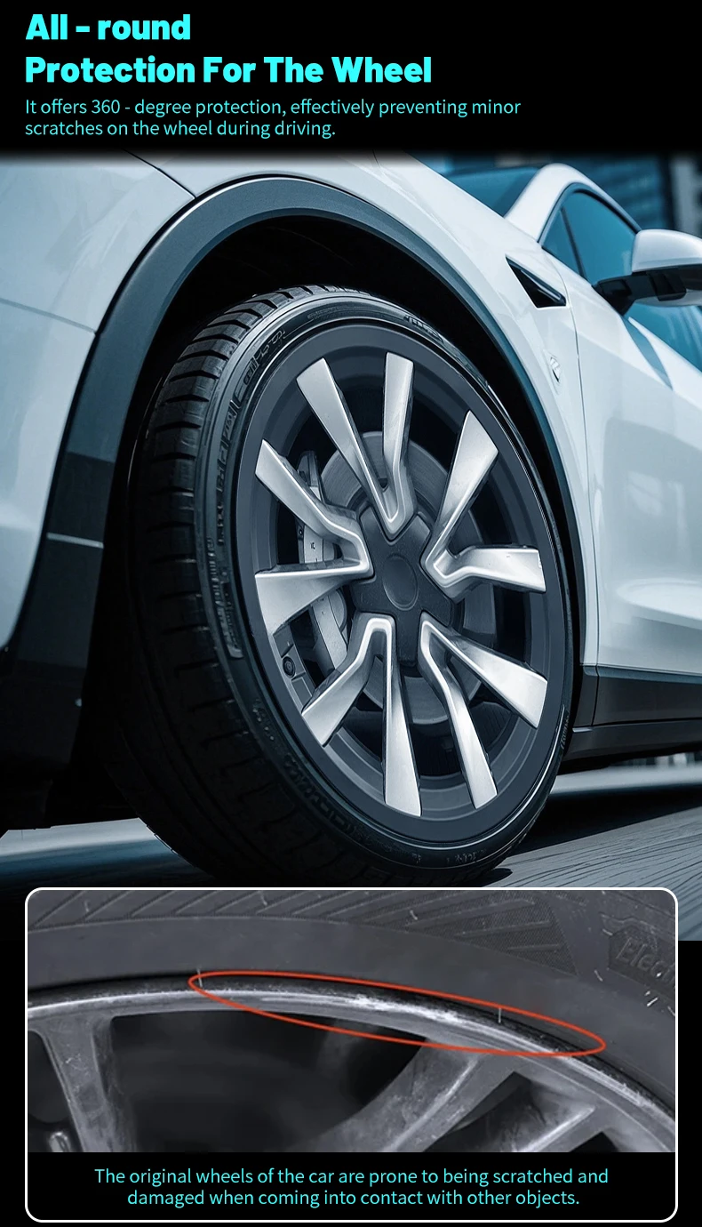 4 Stück Felgenschutzringe für Tesla Model 3 Highland 2024-2026, 19 Zoll, hoher Schutzgrad, Felgenabdeckung, Zubehör – Detail 4