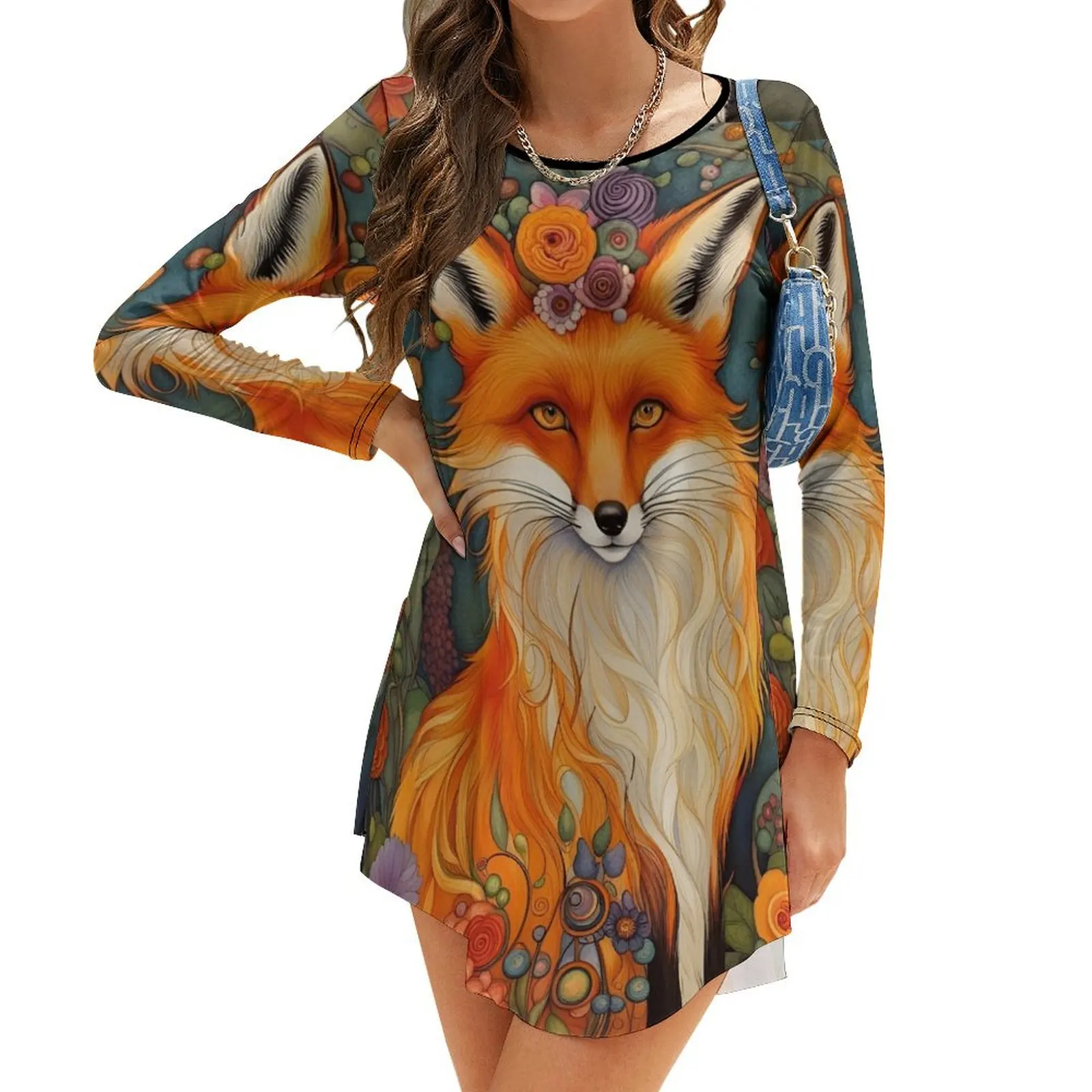 

A Fox in the Flower Garden II Long-Sleeve Dress dresses for women 2024 luxury dresses evening dresses women