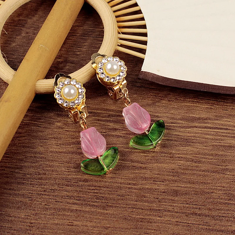 Strawberry pumpkin peach fruit cartoon ear clip Chinese style Hanfu pendant earrings studs earrings children's accessories