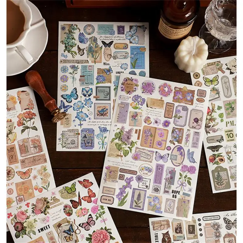 

Card Lover [Butterfly Garden Series] Vintage Journal Stickers Washi Paper Sticker Paper Scrapbooking Material Scrapbook Kit