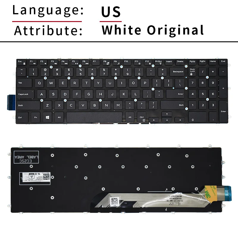 Eua Inglês Russo Teclado do Portátil para Dell Inspiron157000 7566 5567 7567 5665 5570 7577 P65f P72f G33579 3779 com Luz de Fundo - Imagem 6