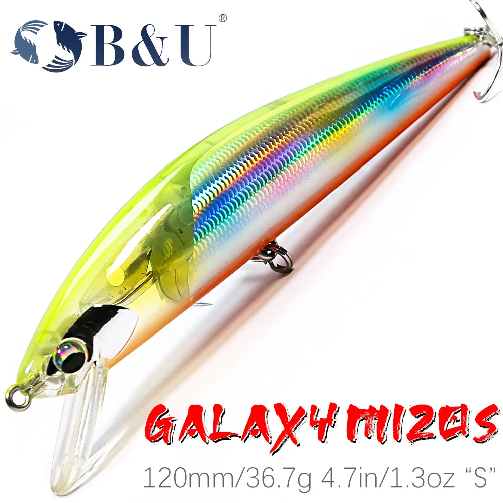 B & u schwere sinkende Elritze Salzwasser Meer künstlichen Köder Kunststoff Wobbler Angeln lockt Pesca Angeln Zubehör 120mm 36,7g