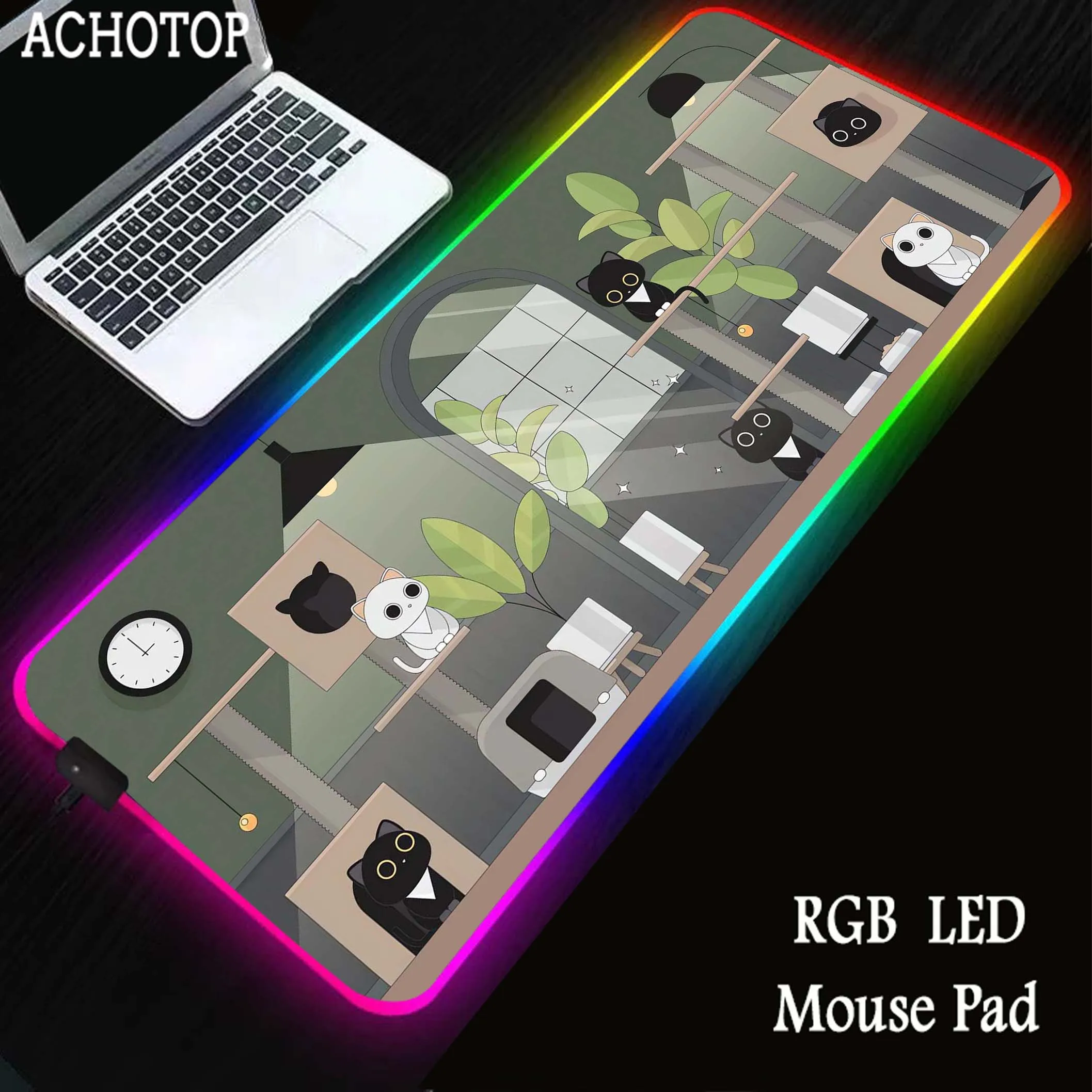 

Cute Green Plant RGB Mouse Pad Pc Gamer LED Mousepad Kawaii Rubber Mouse Mat Gaming Keyboard Pads Office Rubber Desk Mat XXXL