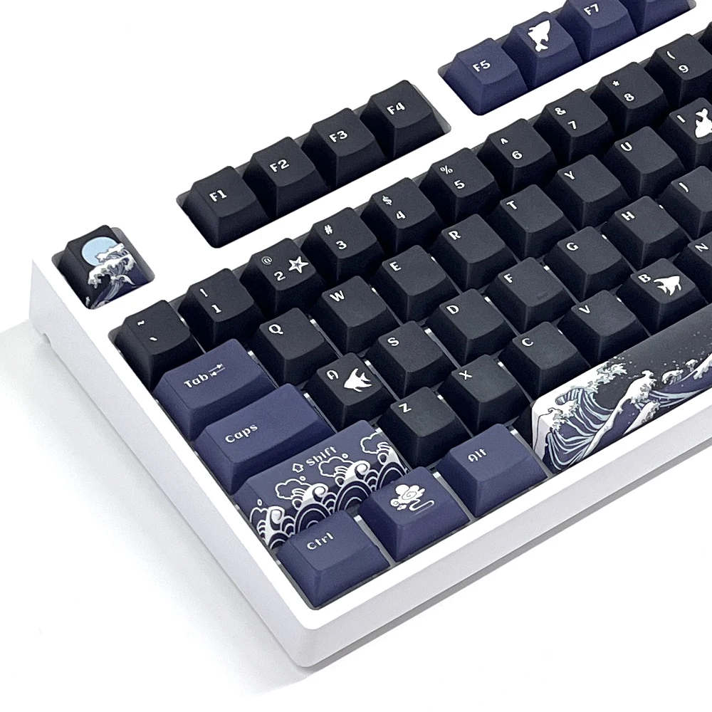129 chaves coral mar keycaps preto inglês