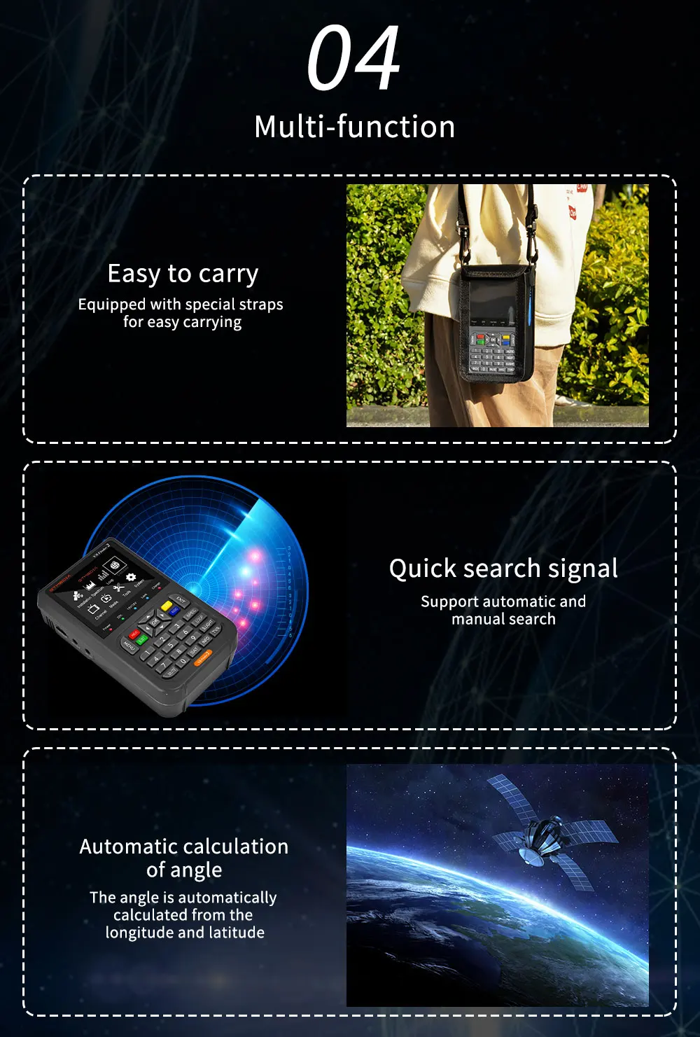 2026 V8 Finder 2 Satellite Finder Meter DVB-S/S2/S2X 3.5 Inch thumbnail 7