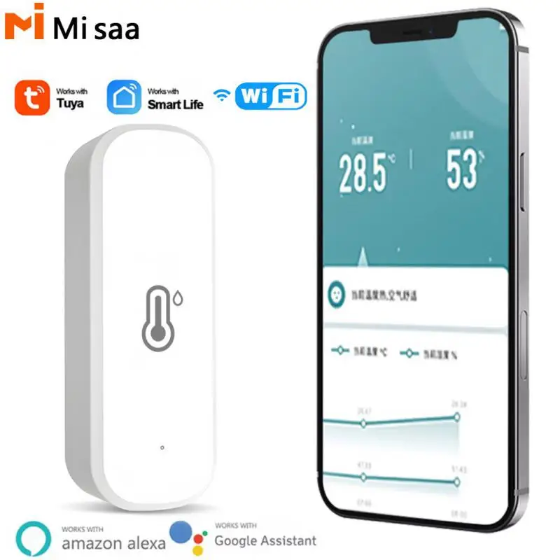 

Temperature Humidity Sensor Mini App Remote Control Smart Life Control Voice Control Real-time Monitor Smart Home Thermometer