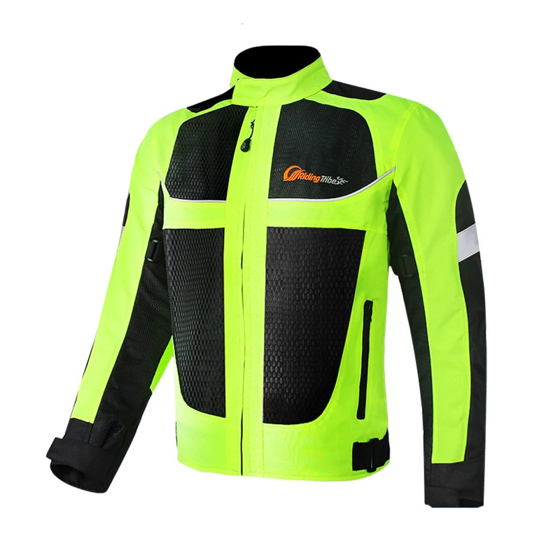 

Motorcycle Cloth Green Big Reflective Racing Jackets Riding Breathable Equipment body Armor Jacket Reflective Racing Clothes