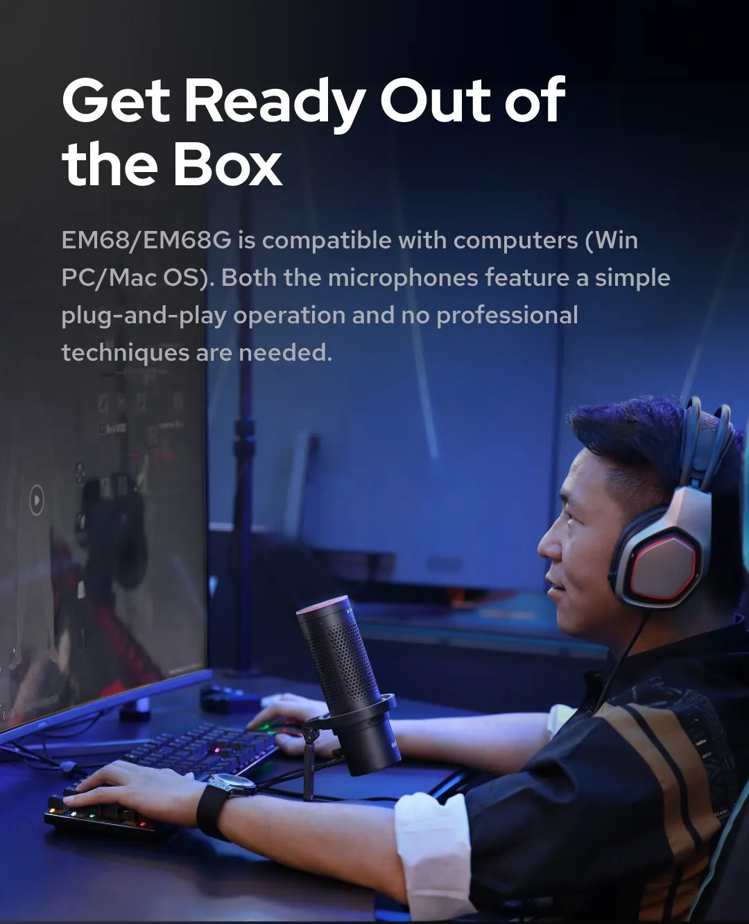 EM68 EM68G RGB USB Condenser Microphone E-sports Cardioid Microphone Adjusted vi