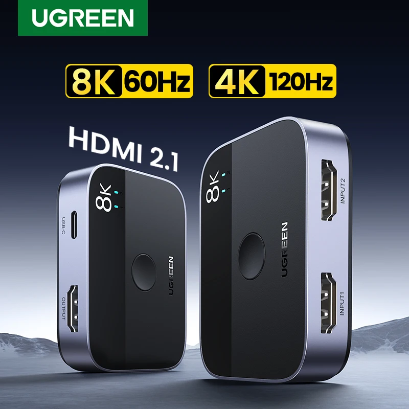 Ugreen Hdmi 2.1 Divisor Interruptor 8k 60hz 4k 120hz em para Fora para tv Xiaomi Xbox Seriesx Ps5hdmi Cabo Monitor Hdmi 2.1 Switcher
