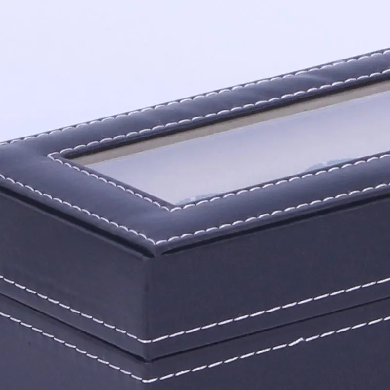 6Slots Watch Box 1PC Men Watch Organizer PU Leather Watches Display Case Storage Box Transparent Lid watch storage box