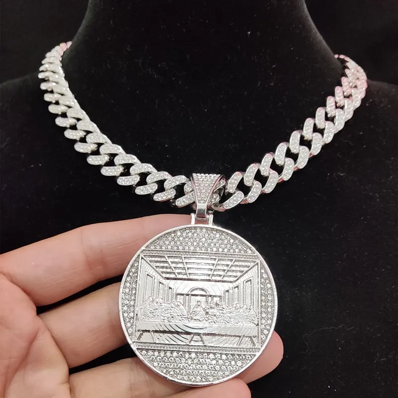 Men Women Hip Hop The Last Supper Pendant Necklace with 13mm Cuban