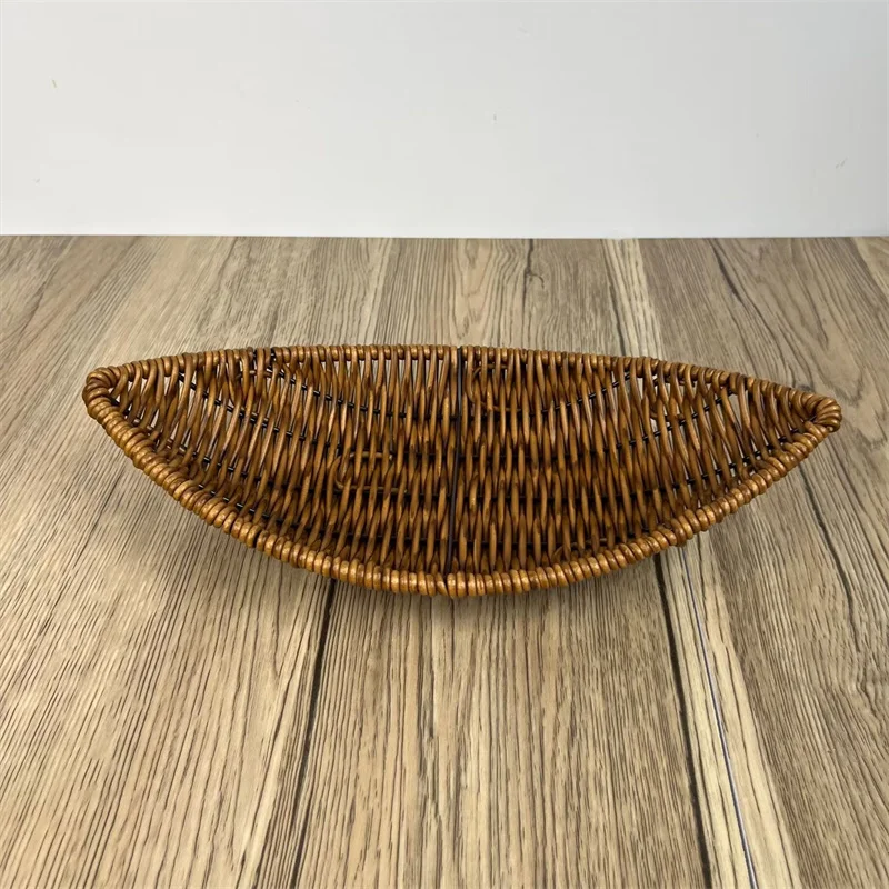 Woven Basket Imitation Rattan Woven Serving Baskets for Bread Fruit Vegetables Restaurant Serving Tabletop Display Rattan Basket 4