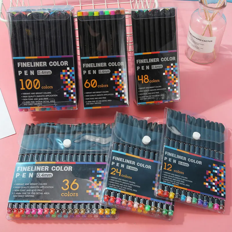 24 Color Set 0.4mm Micro Tip Fineliner Pen Drawing Painting Sketch Markers  Set Fine Line Art Marker Office School Stationery - Art Markers - AliExpress