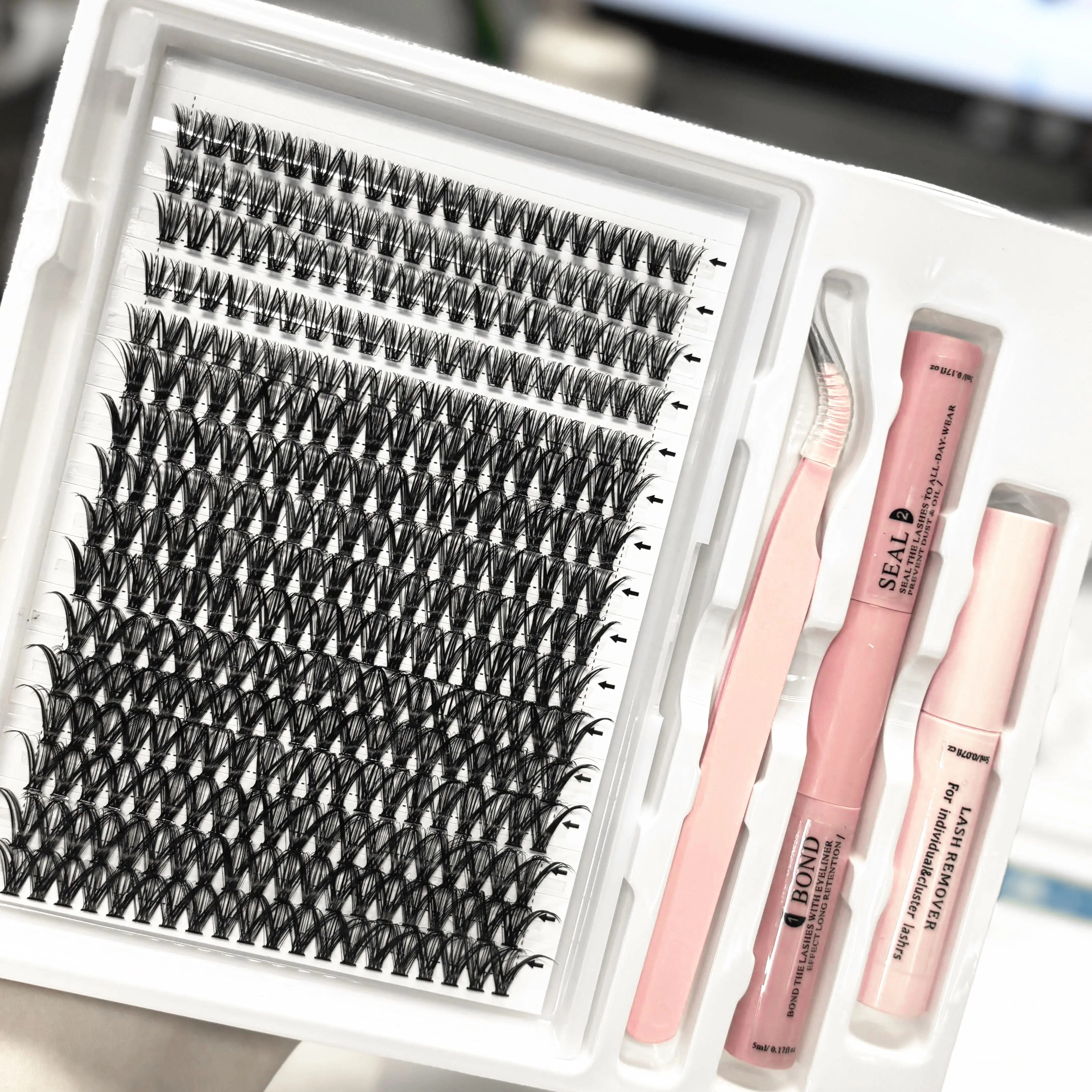 320PCS Clusters Eyelash With Bond and Tweezers Makeup Tools DIY Lashes Extension Kit for Lashes Waterproof Eyelashes Set Thick