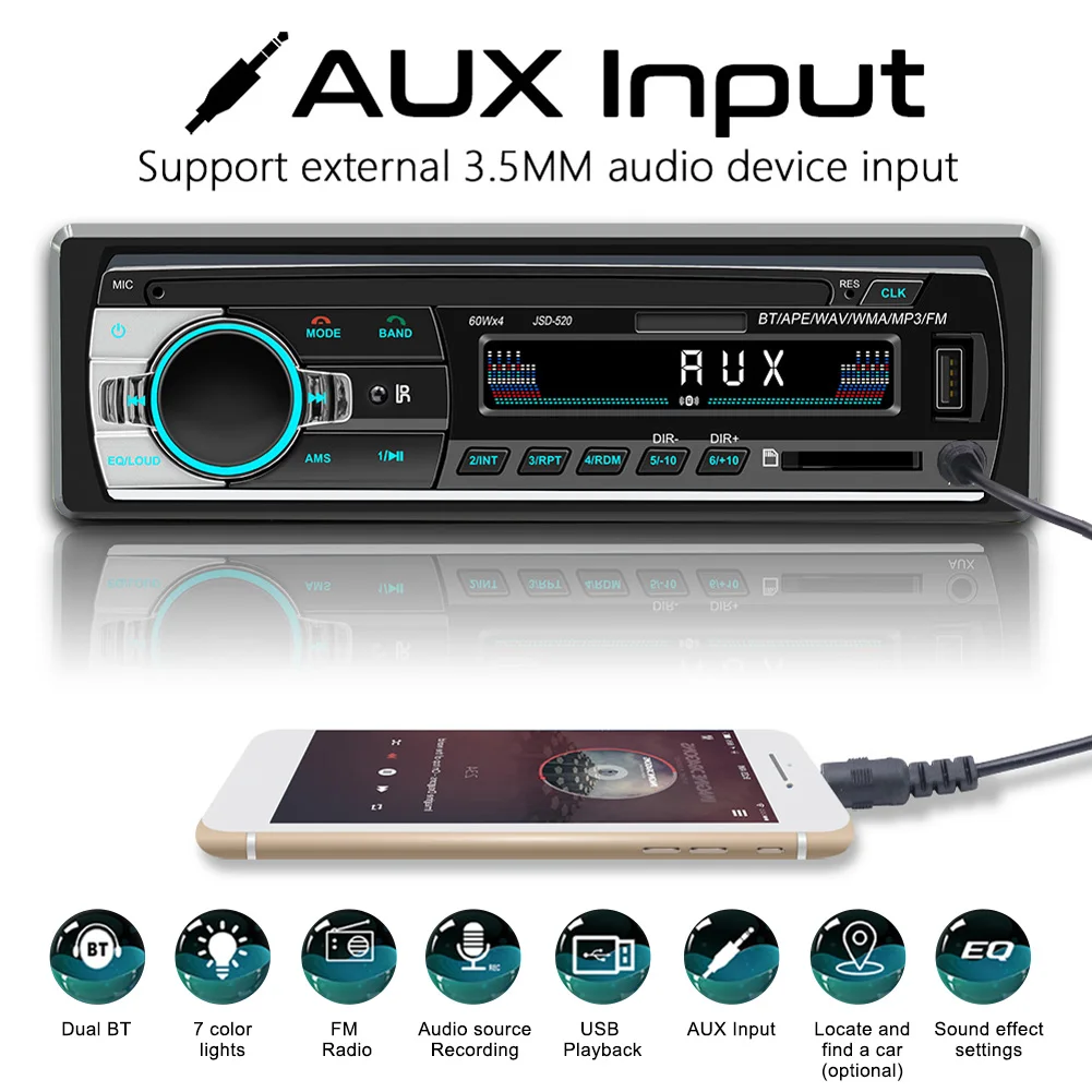 Автомобильная аудиосистема Bluetooth-совместимая стерео Классическая магнитола