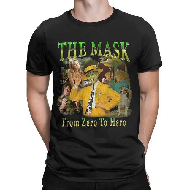 The Mask Retro Movie T Shirts for Men Pure Cotton Vintage Funny T