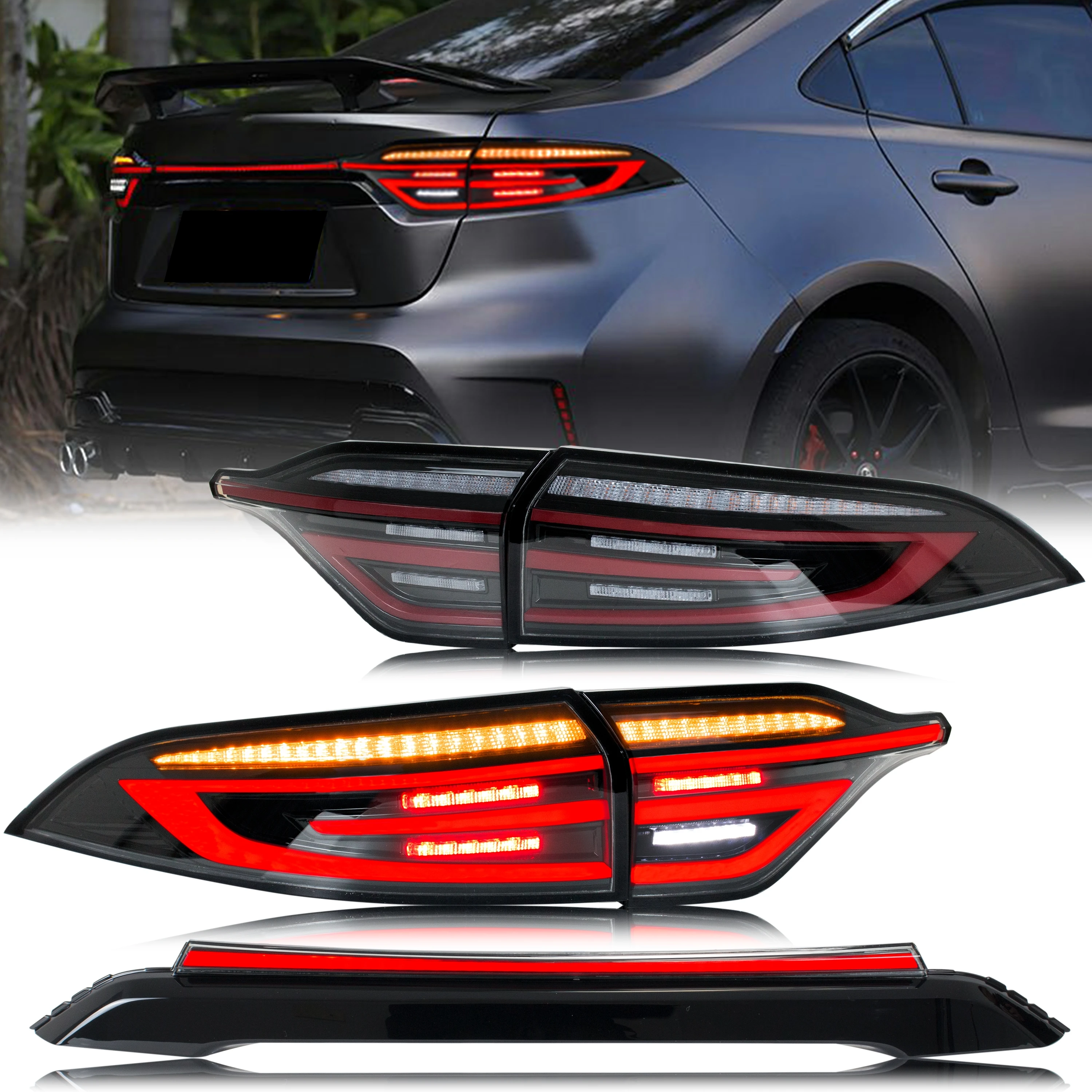 

LED Tail Lights & Center Lamp for Toyota Corolla 2020 2021 2022 2023 2024 E210 12th Gen Sedan Start-up Animation