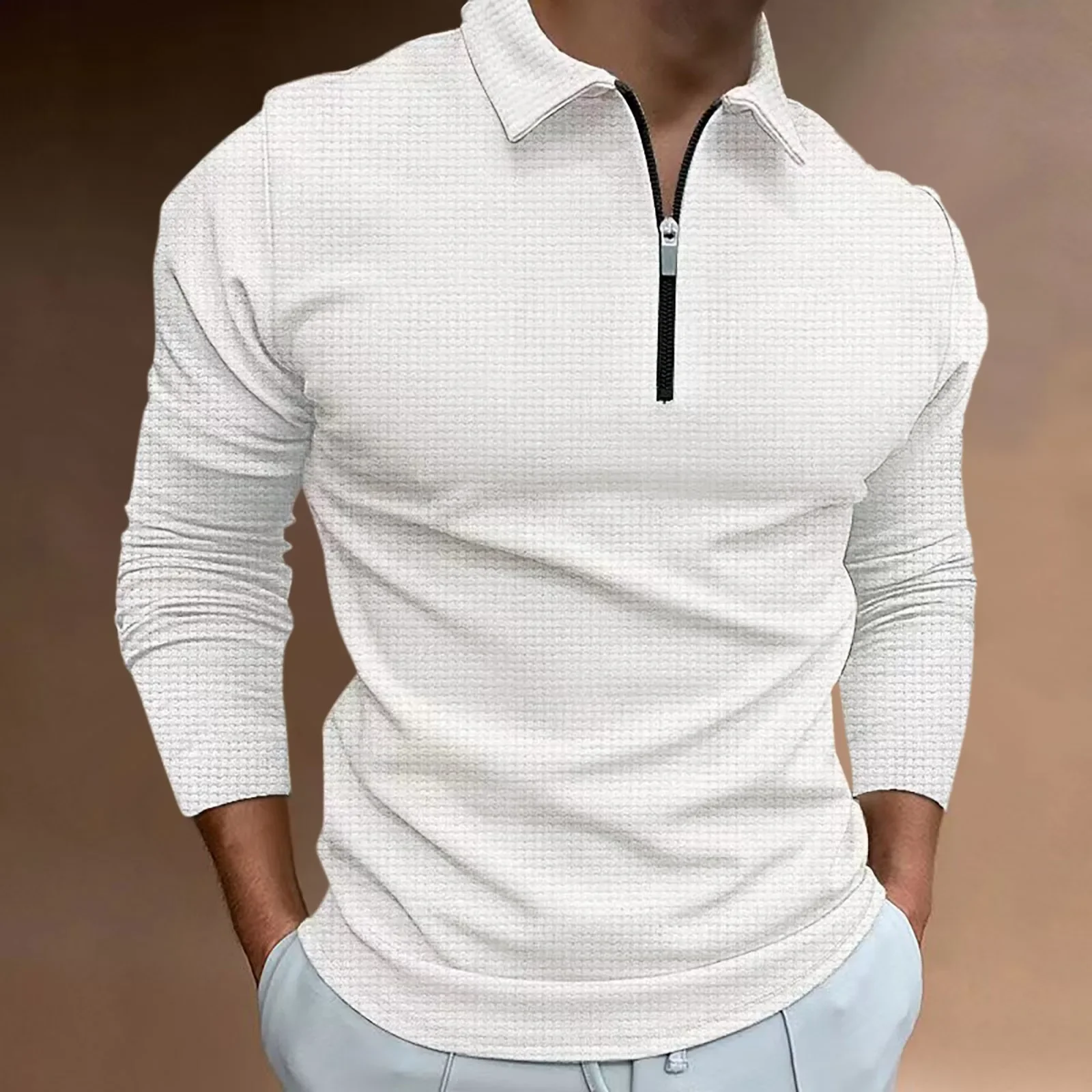 

Polo Shirt Men Clothing Autumn and Winter 2023 New Zipper Loose Fitting Long Sleeve Blouse Man's T-shirt Print Sports Tops Y2k