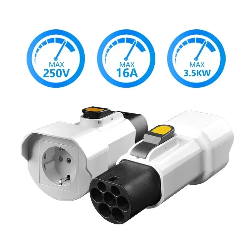 Portable 220V Type 2 Male Plug to Schuko Socket EV Charging Adapter For EV Charger Connector