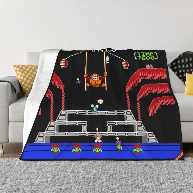 Donkey Kong Blanket Arcade Game Collage Vintage Retro Plush, 46 OFF
