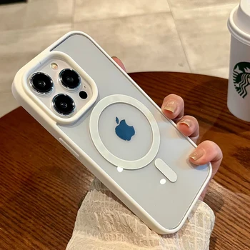 جراب ماج سيف الشفاف لأجهزة آيفون مع غطاء شحن لاسلكي مغناطيسي 11