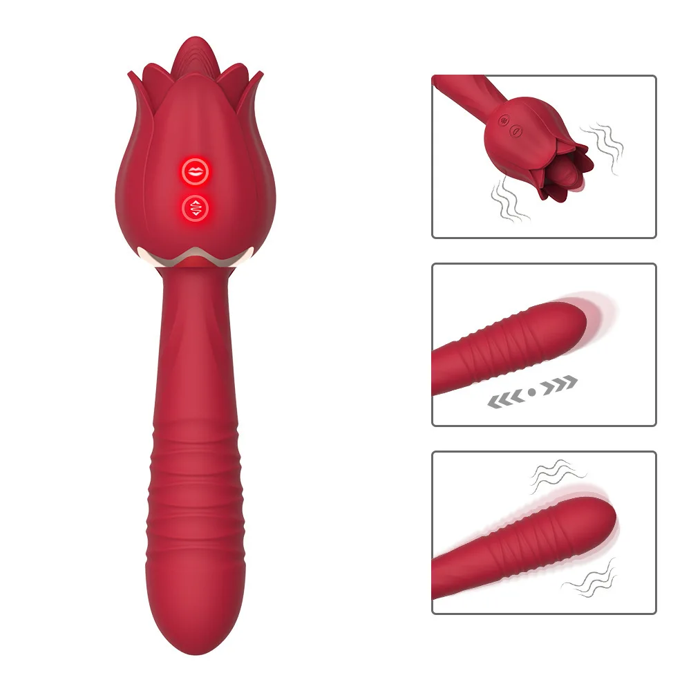 Adult Products Sex Products Rose Dildo Thrust Vibrator Female Clitoral Stimulator Tongue Lick Love Egg Stretch Sexy RoseToy Sfb61d453e045437c8ff81fd23b60f058s