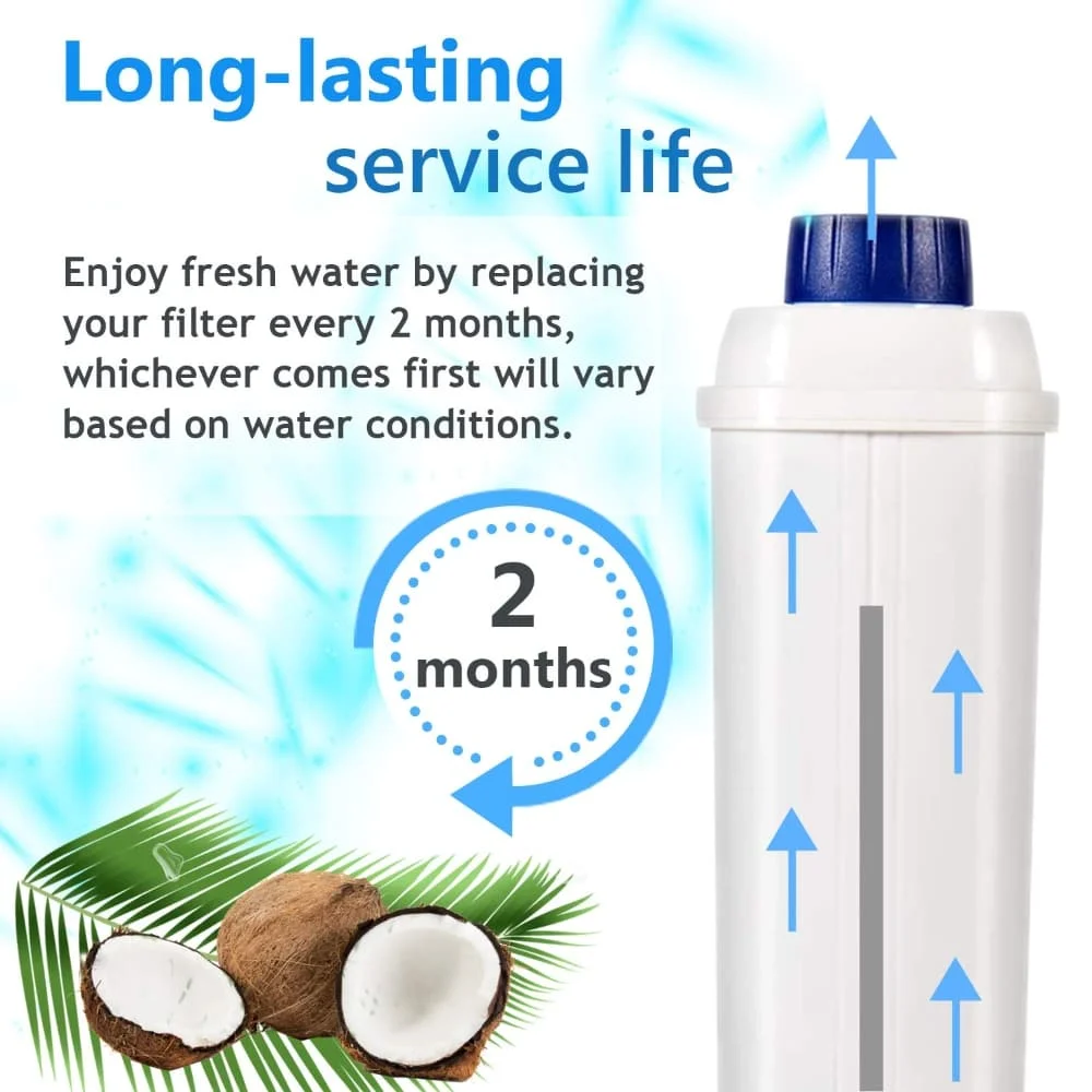CMF006 Coffee Water Filter for DeLonghi DLSC002 SER3017 ECAM ESAM ETAM Series Compatible with 5513292811 CFL950 EC680 and EC800 6