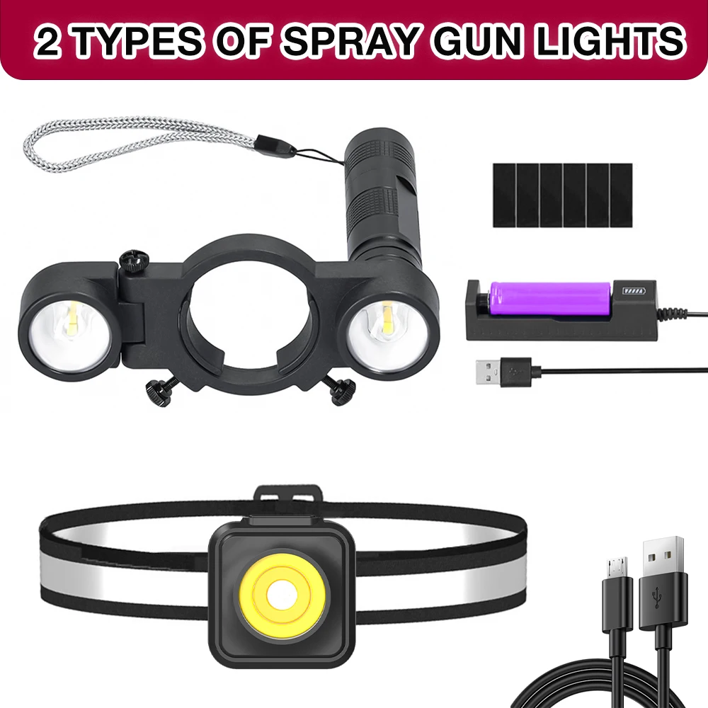 Paint Spary Gun Light USB Rechargerable Automotive Paint Gun LED Light with  4 Mode 45° Adjustables Body Paint Sprayer Attachment - AliExpress