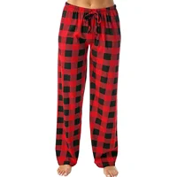 New 2025 Women's Casual Plaid Home Long Pants Loose Fit Comfortable Female Trousers Fashionable plus Size Straight Leg Trousers