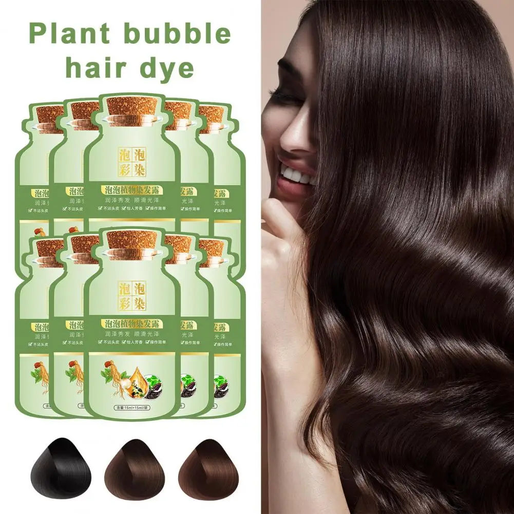 Hair dye shampoo Bubble Hair Dye Kit Safe Bubble Hair Dye 10pcs 30ml Gentle Botanical Shampoo for Men Women Natural for Gentle