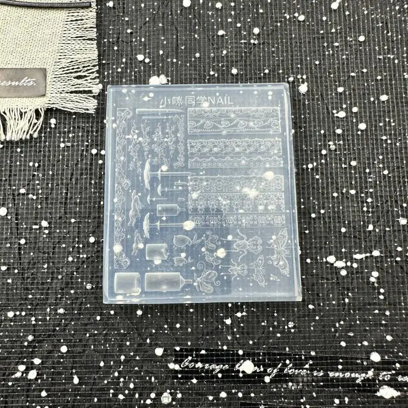 꽃 실크 리본 나비 3D 실리콘 네일 몰드 투명 릴리프 네일 템플릿 DIY 네일 아트 장식 매니큐어 디자인 도구