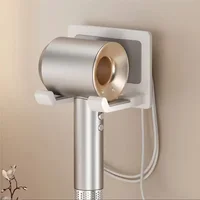 Aluminum Hair Dryer Holder Wall Mounted Self Adhesive No Drill Hairdryer Rack for Dyson Punch Free Bathroom Storage Organizer 1