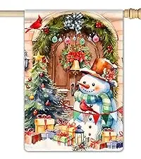 Winter Snowman Cardinal Bird Garden Flag Welcome Christmas Farmhouse Snowflake Outdoor