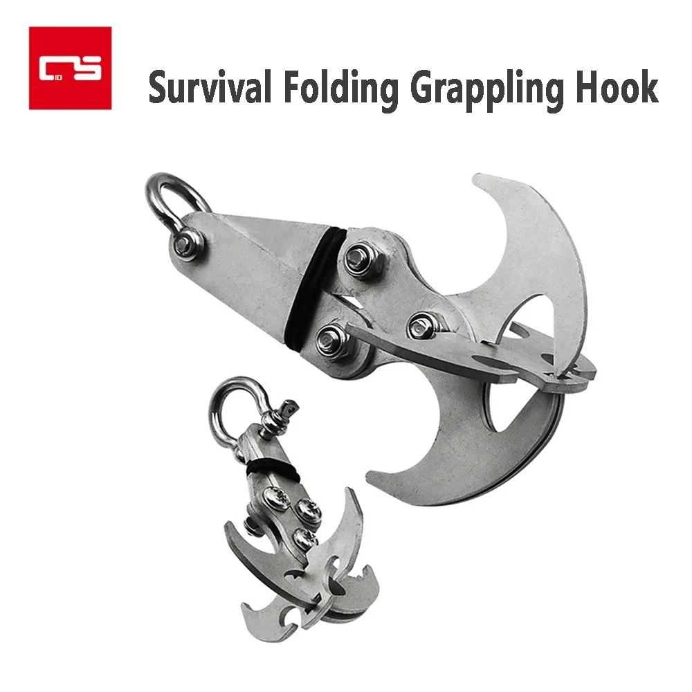 

Stainless Steel Survival Folding Grappling Hook Multifunctional Outdoor Climbing Claw Carabiner Travel Rescue Tool Climbing Tool