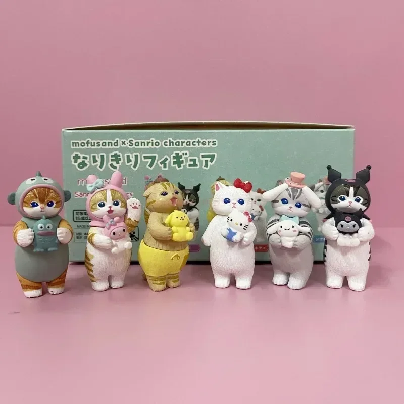 

New Sanrio Blind Mystery Box Hello Kitty Kuromi Cinnamoroll Dolls Figures Toy Shark Cat Joint Desktop Ornaments Anime Cute Gift