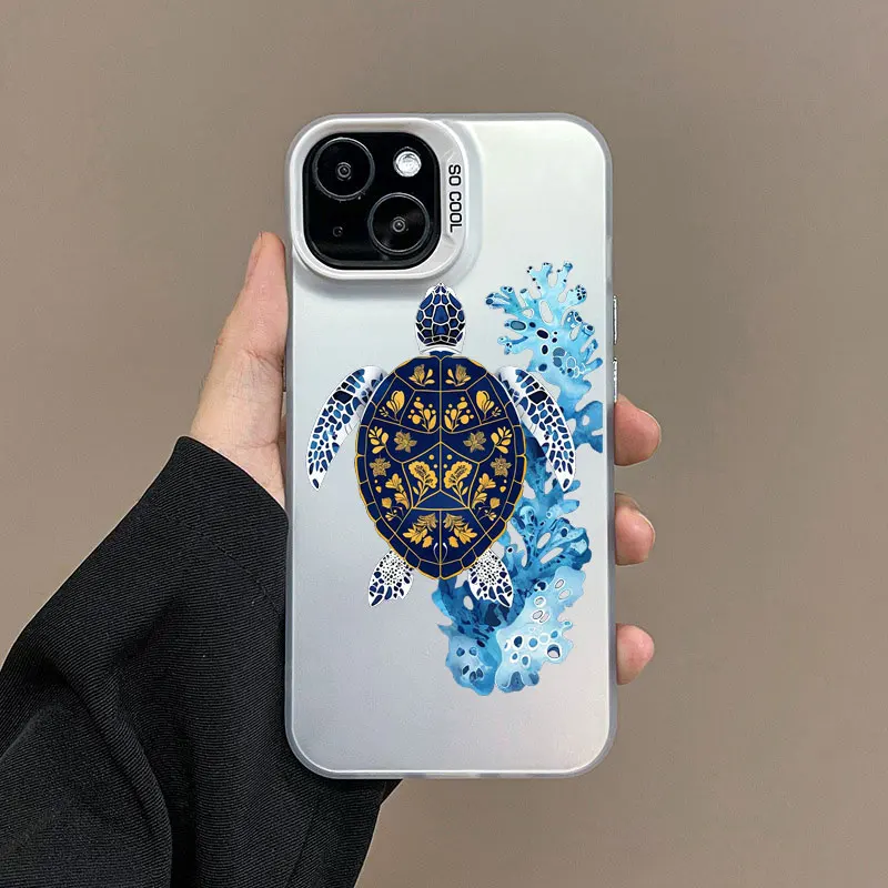 Vibrant Painted Sea Turtle Laser Protective Phone Case