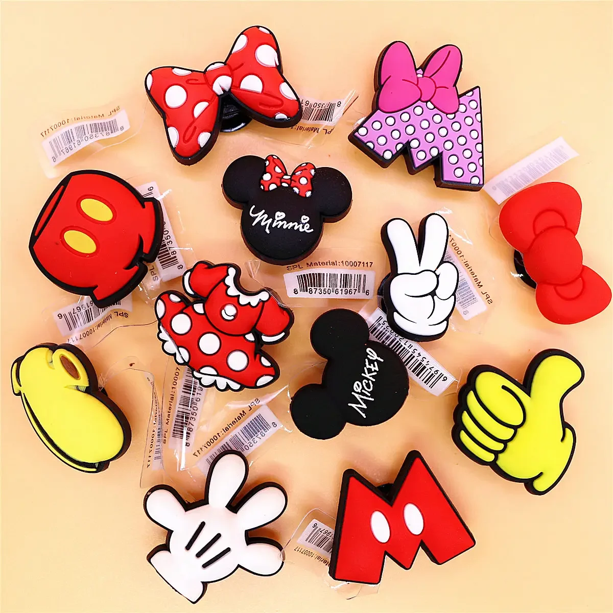 

Disney Anime Mickey Mouse Cartoon Accessories Shoe Charms Sandals Decoration Dress Bow PVC Clogs Pin Buckle Kids Birthday Gifts