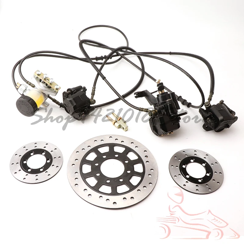 

Go kart part Hydraulic Front Rear Brake Calipers Pad Assembly System & brake disc for 150cc 250cc ATV Quad Dirt Bike Dune Buggy