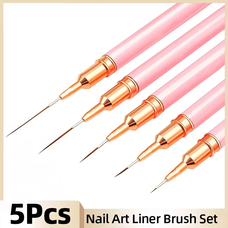 7/9/11/15/25mm Nail Liner Brush Set Drawing Lines Stripe Painting Flower Pen Nail Art Manicure DIY Manicure Design Accessories 1
