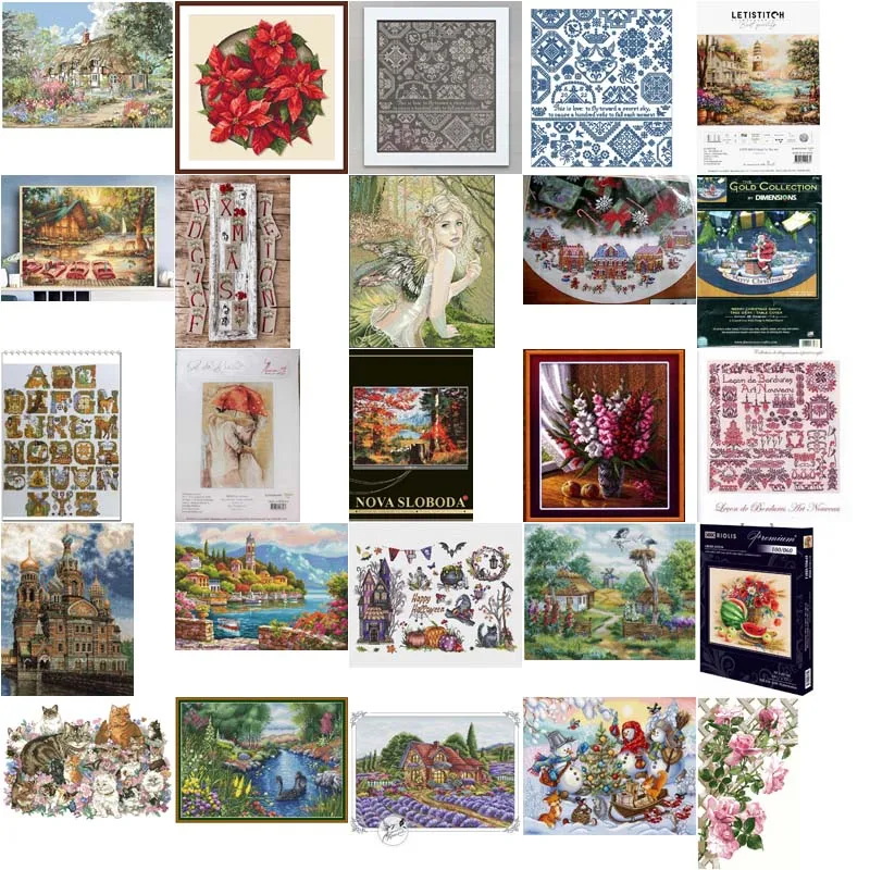 

Cross Stitch 14CT Ecological Cotton Thread Unprinting Embroidery Home Decoration Halloween Black Forest pumpkin house 61-45