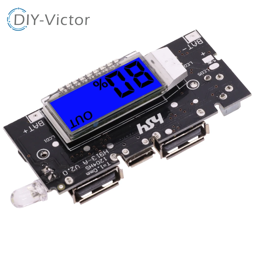 LCD Display Dual USB Charger 5V 1A 2.1A 18650 Lithium Li-ion Battery Module DIY 