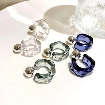 Acrylic Hoop Earrings For Women Girls C-shaped Geometric Stud Earrings Clear Resin Rings Fashion Party Jewelry Gifts Accessories