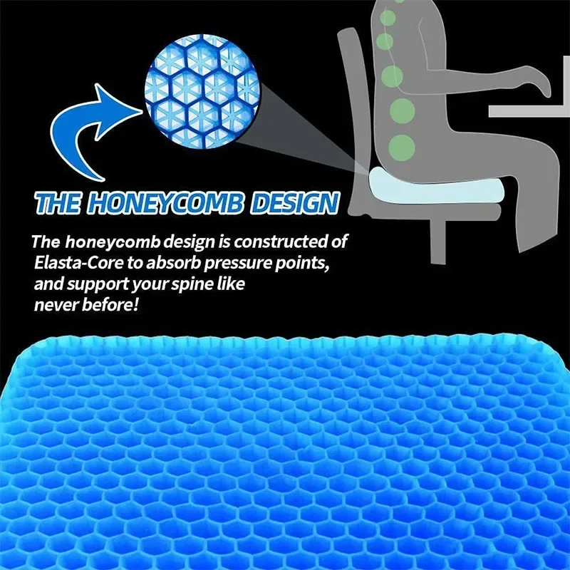 Gel Seat Cushion Double Thick Egg Gel Summer Cushion for Pressure Relief Breathable Chair Pad Car Seat Office Chair Soft Cushion 4