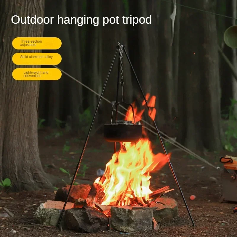 

Camping Grill Shelf Indian Hanger Stand Tactical Survival Accessories Triangle Adjustable Hanging Pot Outdoor Bonfire Portable
