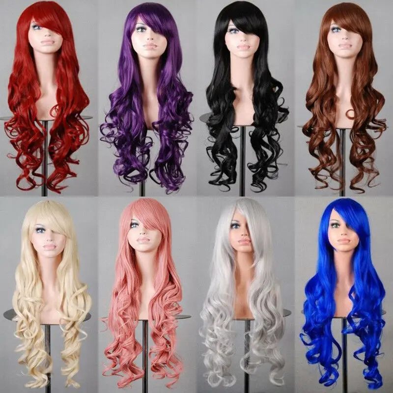 

Women Halloween Party Cosplay Long Wavy Curly Full Hair Wig Ladies Synthetic Wig