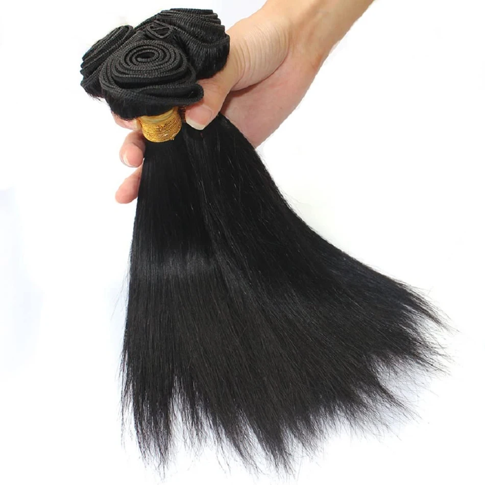 Capelli Lisci Corti Mongoli, Extension di Capelli Umani Lisci, Nero Naturale, 1/3/4 Pezzi/Lotto, Fasci di Capelli Umani Grezzi in Offerta - immagine 4